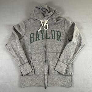 Baylor Bears Hoodie Jacket Medium Full-Zip Gray Stitched Spell Out